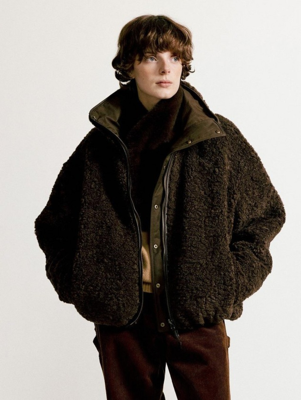 Nothing Written Reversible Sherpa Jacket In Dark Brown